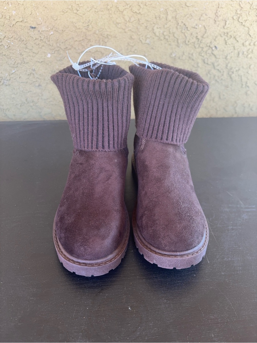 Jellypop Girls Suede Sock-Top Boots - Brown